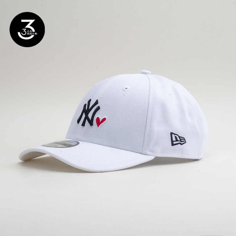 韩国代购NEWERA纽亦华帽子940硬顶大标NY红色爱心MLB棒球帽白色