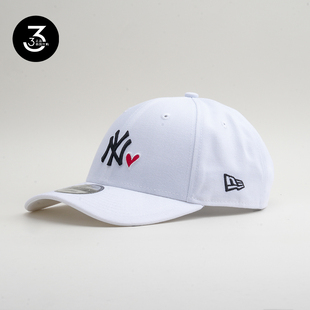 韩国代购NEWERA纽亦华帽子940硬顶大标NY红色爱心MLB棒球帽白色