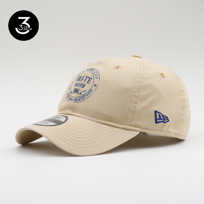 韩国代购NEWERA纽亦华帽子软顶920滑板公园印花字母棒球帽卡其色