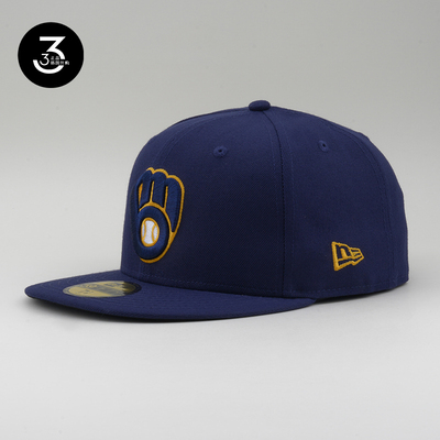 韩国代购NEWERA纽亦华美职棒MLB平沿全封闭棒球帽密尔沃基酿酒人