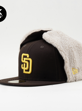 韩国代购NEWERA纽亦华5950平沿全封闭棒球帽羔羊绒雷锋帽SD咖啡色