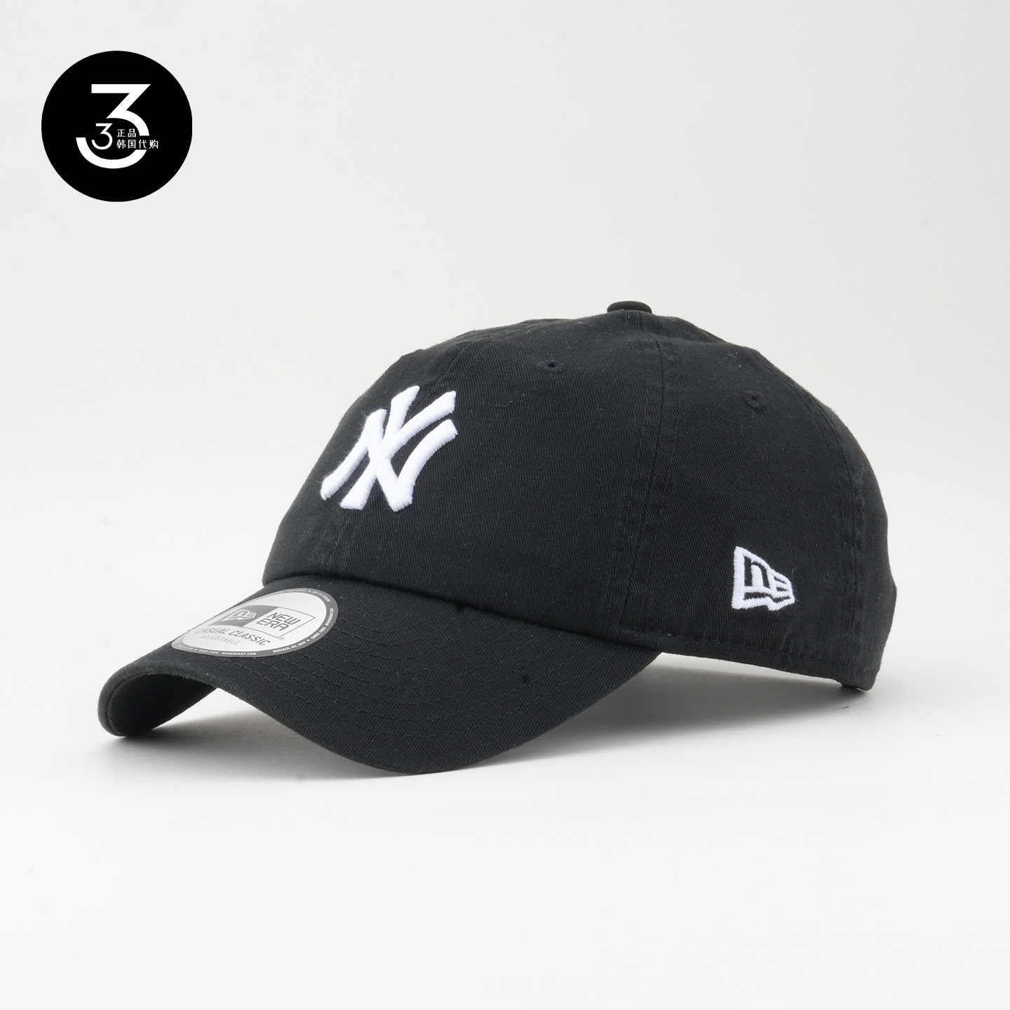 韩国代购NEWERA纽亦华CC系列软顶大标可调节棒球帽NY纽约扬基黑色
