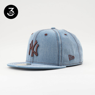 NEWERA纽亦华水洗牛仔材质5950平沿全封闭棒球帽牛仔蓝 韩国代购