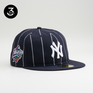 韩国代购 NEWERA纽亦华世界大赛竖条纹5950平沿全封闭软顶棒球帽蓝