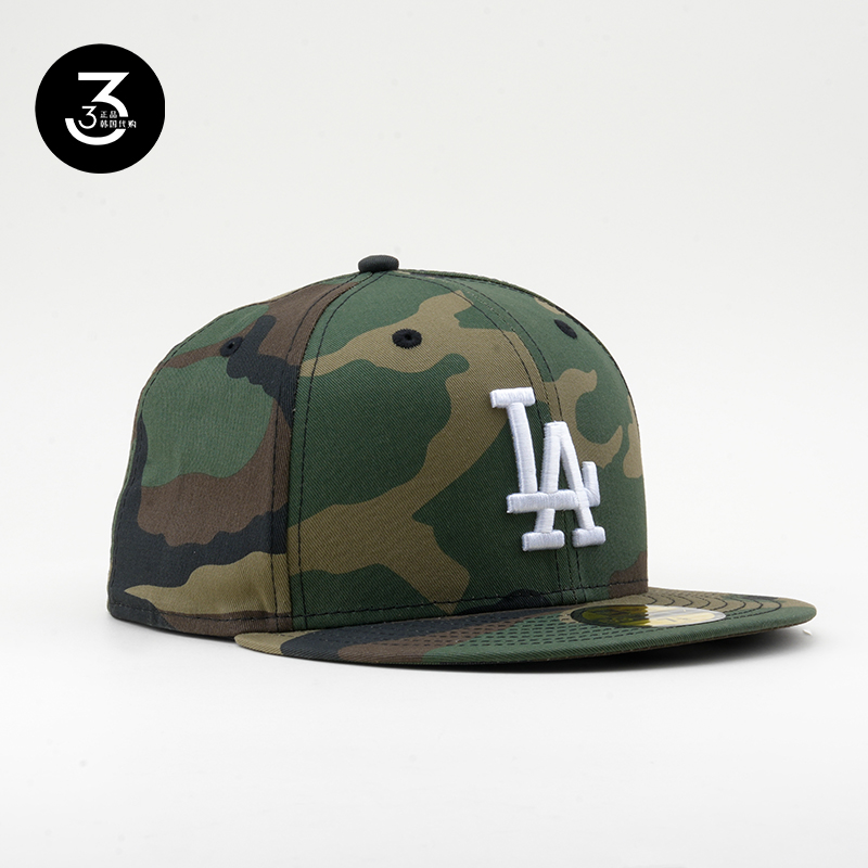 韩国代购NEWERA纽亦华59FIFTY平沿硬顶全封闭5950棒球帽LA绿迷彩