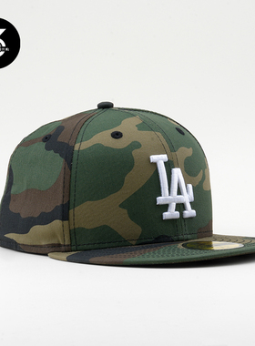 韩国代购NEWERA纽亦华59FIFTY平沿硬顶全封闭5950棒球帽LA绿迷彩