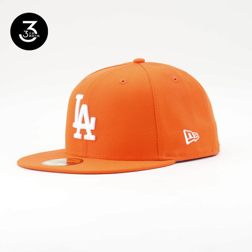 韩国代购NEWERA纽亦华5950平沿全封闭大头棒球帽LA洛杉矶道奇桔色