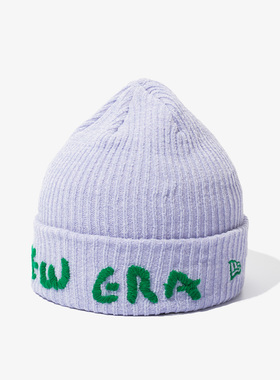 韩国代购NEWERA纽亦华Mol Yarn毛线材质折叠款保暖冷帽紫色绿字母