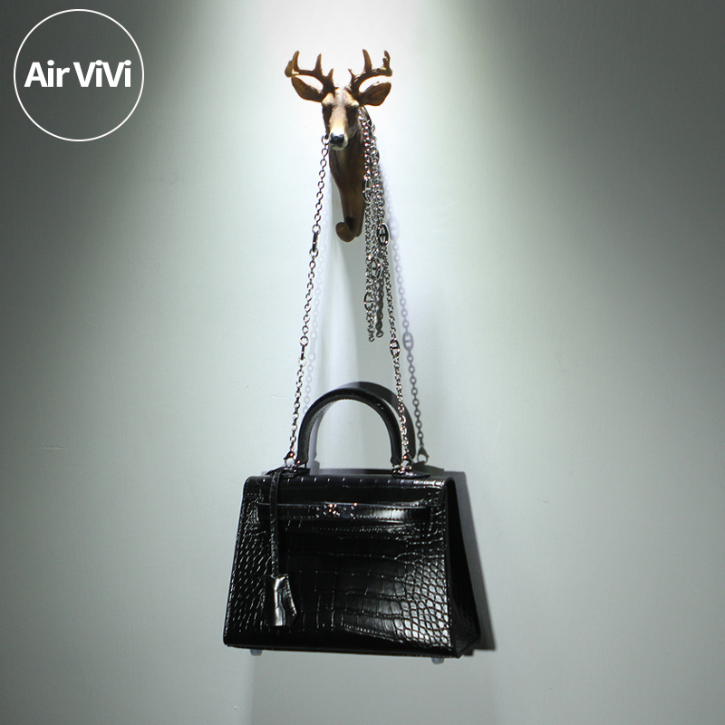Airvivi-19S74-黑色真皮凯莉包鳄鱼纹牛皮凯莉二代小包单肩斜挎包