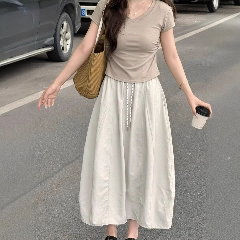 老钱风工装半身裙女春秋夏季2026新款中长款a字长裙小个子南瓜裙