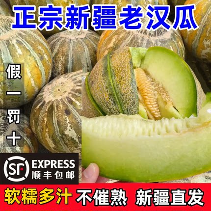 新疆老汉瓜正宗冰淇淋瓜特产软糯香甜应季水果甜瓜网纹瓜老人瓜