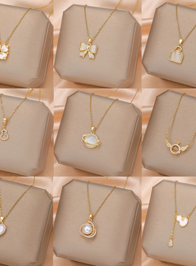 日韩风银色不掉色四叶草锁骨链