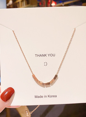 韩版ins风十全十美小方块钛钢项链女轻奢设计感网红不掉色锁骨链