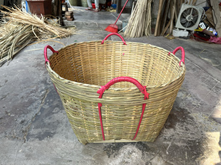 竹编箩筐竹篓收纳竹筐淘米筐粮食筐细果篮带盖圆形藤编家用大号