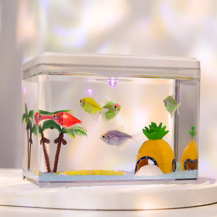 亚克力鱼缸小型桌面客厅生态造景办公室微观赏水族箱摆件室内鱼缸