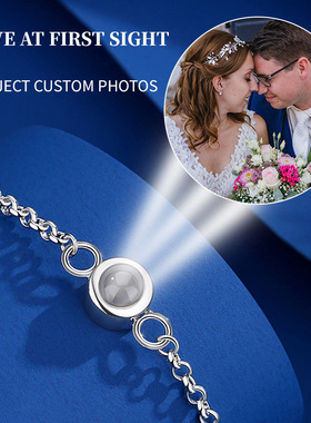 新款欧美风跨境伸缩微雕纳米投影手链100种语言我爱你简约女