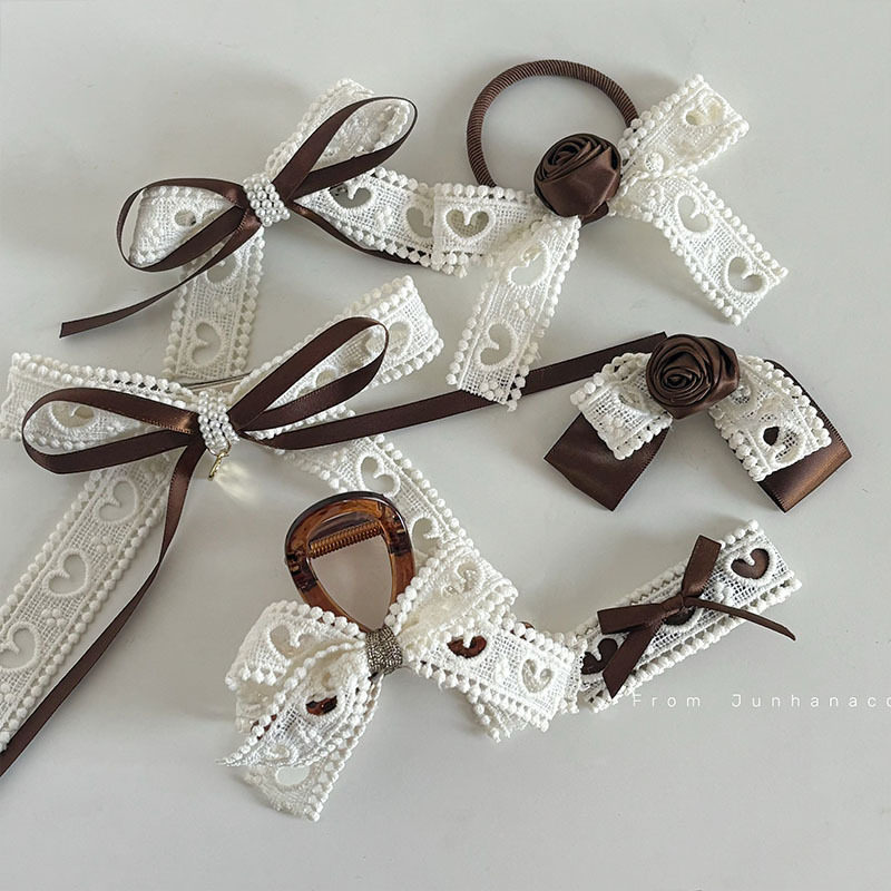 法式浪漫~咖色山茶花蕾丝蝴蝶结发夹女后脑勺鸭嘴夹发卡夹子头饰,饰品/流行首饰/时尚饰品新,民族风发饰,淘宝优惠券,粉丝福利购,淘宝优惠卷