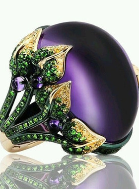 华杰跨境现货热卖大气紫色板材戒指男女款创意新款厂家直销戒指