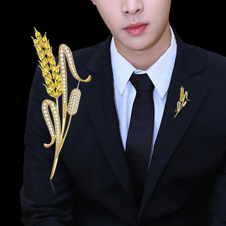 高档奢华麦穗胸针男士西装胸花领针水晶别针装饰ins衣服xongzhen,饰品/流行首饰/时尚饰品新,耳环,淘宝优惠券,粉丝福利购,淘宝优惠卷