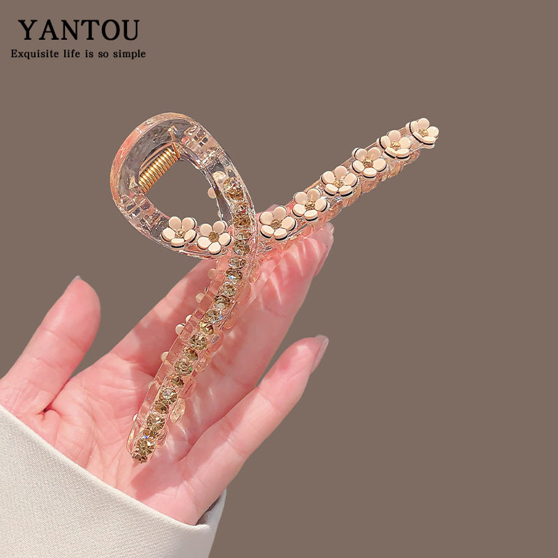 感精致水钻花朵发夹女后脑勺发量多鲨鱼夹气质盘发发抓夹头饰,饰品/流行首饰/时尚饰品新,民族风发饰,淘宝优惠券,粉丝福利购,淘宝优惠卷