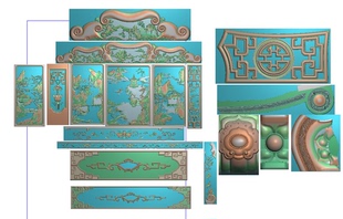 山水沙发精雕图锦绣沙发精品如意江南浮雕图新款风景山水宝座雕刻