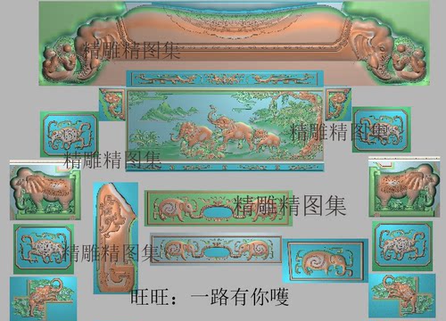 吉祥盛世沙发精雕图浮雕图大象沙发木雕图精品大奔象头财源沙发套