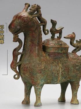 纯铜复古邓仲牺尊收藏品