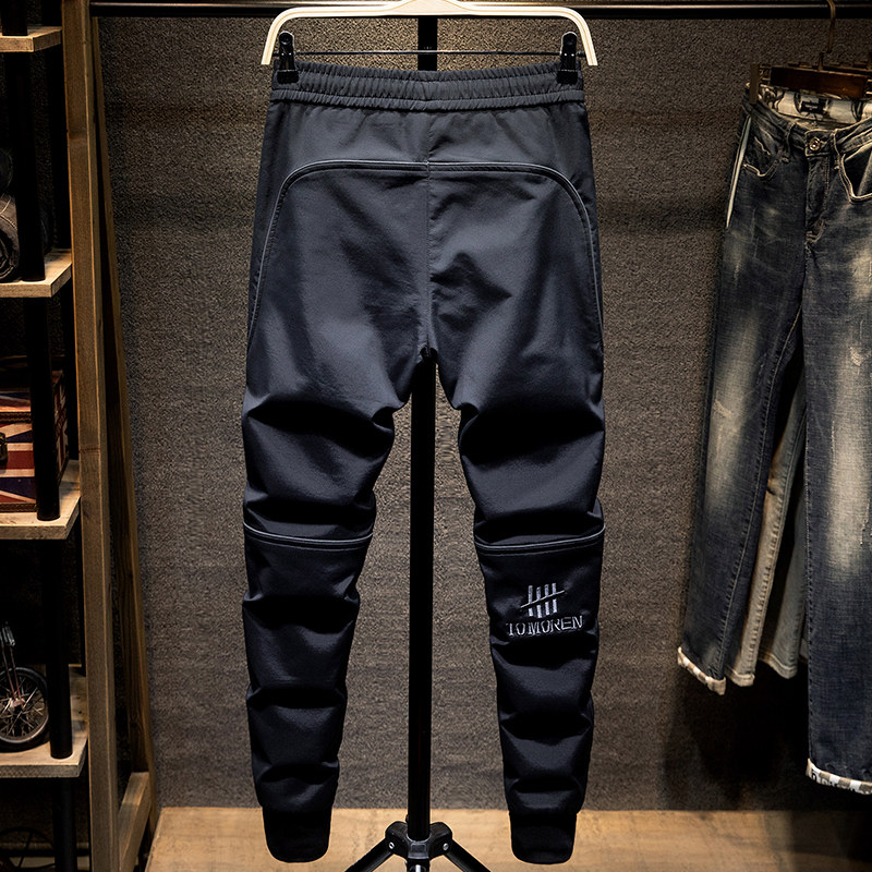 轻奢高端松紧腰束脚休闲裤男2024秋季新款修身小脚卫裤潮牌运动裤