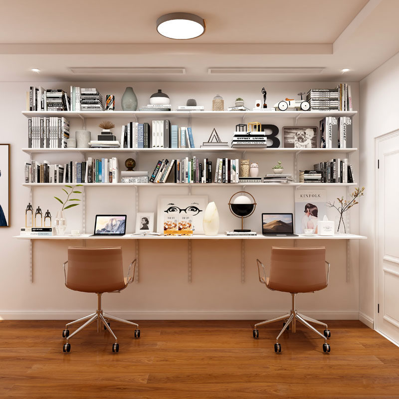 栖格3.0米墙上书架可调节墙面书架书桌家用儿童桌上多层置物隔板