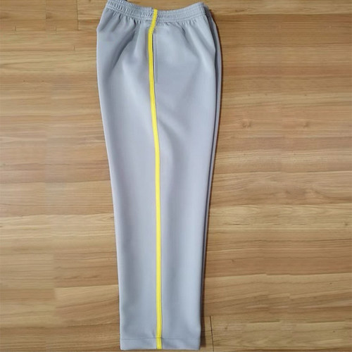 校服裤浅灰拼黄色一道杠中小学生