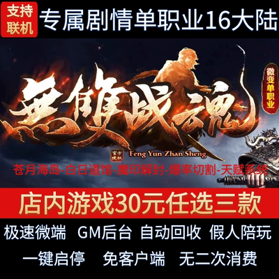 传奇单机电脑版无双战魂单职业16大陆微变复古假人GM后台微端联机