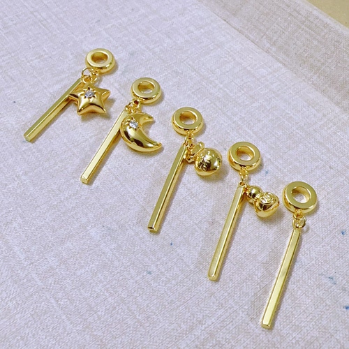 316钛钢精工真空镀18K金银色圆珠月亮星星吊坠diy饰品配件材料
