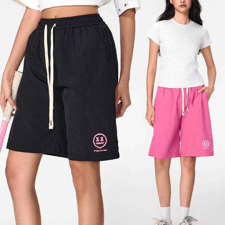 MBD小恶魔夏多巴胺短裤男女粉色休闲速干五分运动宽松篮球裤潮牌