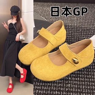 日本GP厚底内增高勃肯鞋女2025新款配裙子玛丽珍单鞋一脚蹬豆豆鞋