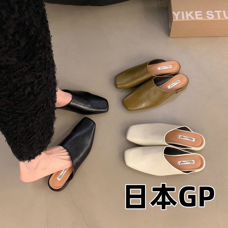 日本GP复古方头软皮包头勃肯鞋女