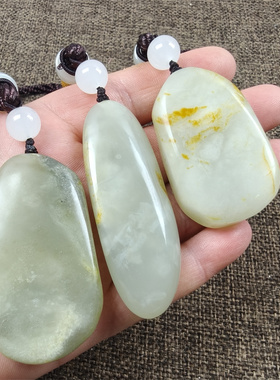 和田玉青海料青白玉把件原石保真