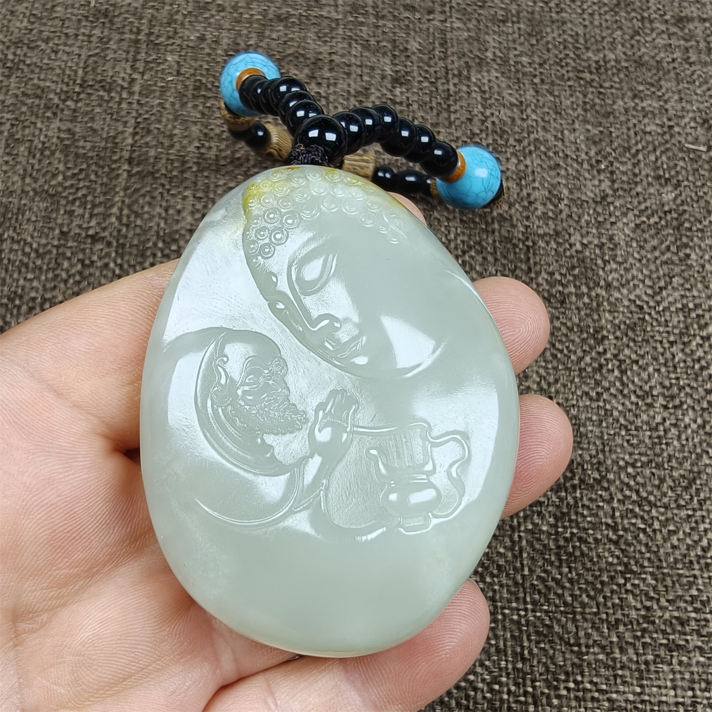 和田玉青海山料青白玉原石雕刻把国风件挂件悟道保真支持全国复验