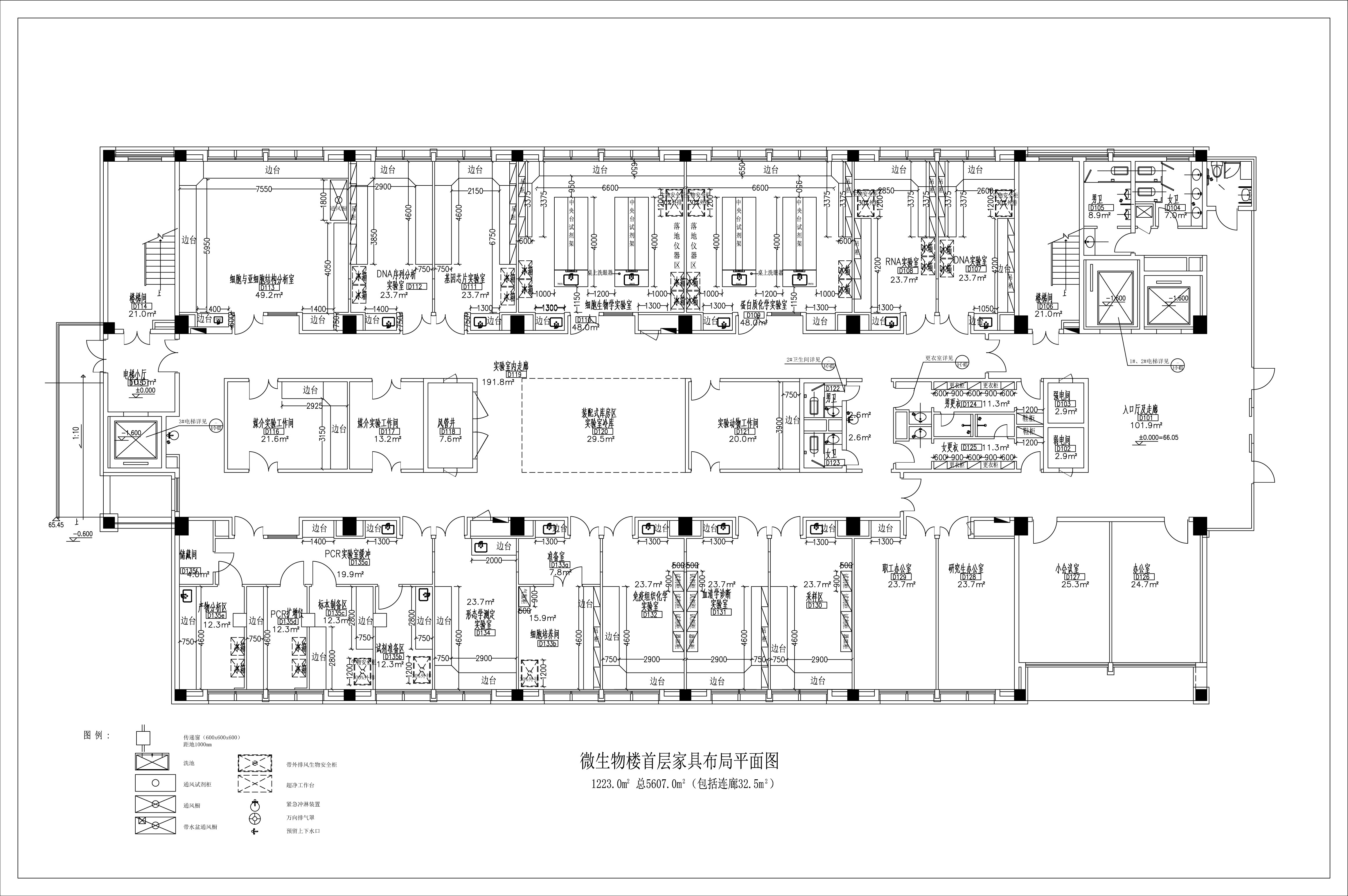 微生物 无菌室 bsl基因测序 pcr洁净实验室平面布置图cad施工图