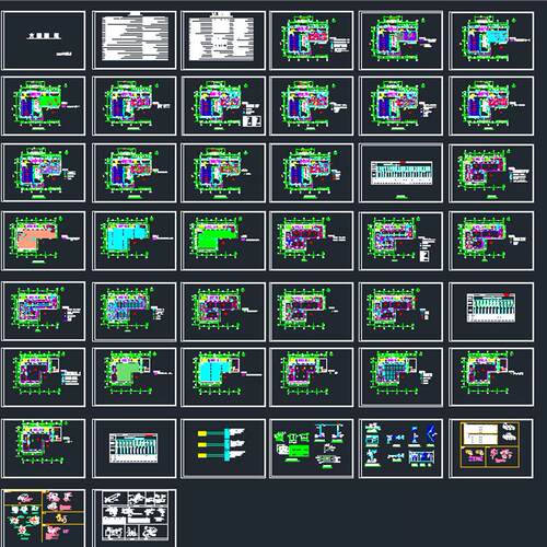 洁净厂房实验室CAD施工图 装饰装修 给排水 电气 暖通空调图纸