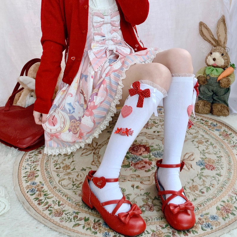 设计师款花样圣诞糖果萝莉袜子