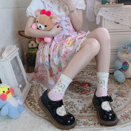 秋冬lolita草莓熊ins潮袜日系可爱网红袜子棉袜韩版学院风软妹袜