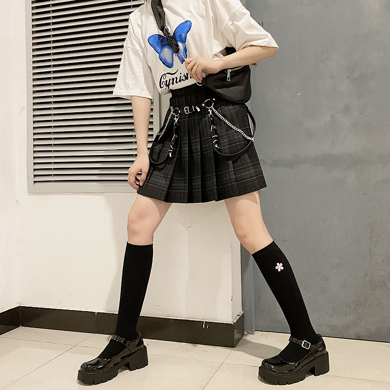 日系少女樱花刺绣棉中筒袜半截JK制服袜学生袜小腿袜膝下袜cos