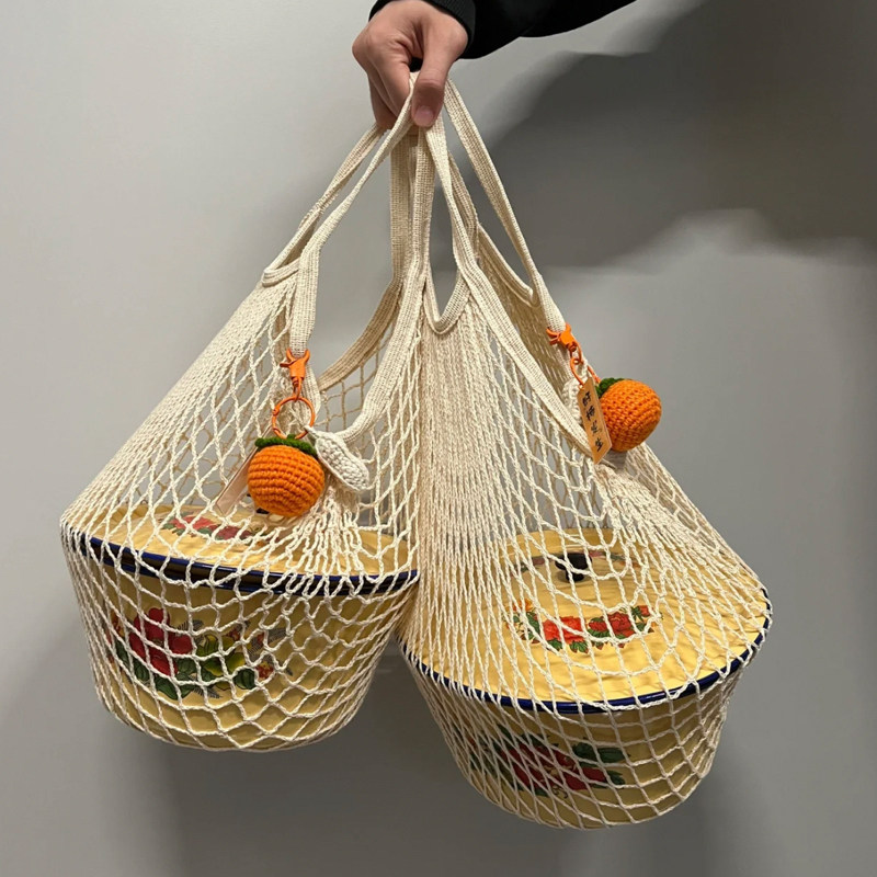 日常手提镂空编织网兜便携超市买菜水果蔬菜环保购物袋网红渔网兜