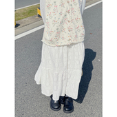 踏进银河 温柔白色半身裙百搭a字裙 日系甜美蛋糕裙高腰显瘦中长款