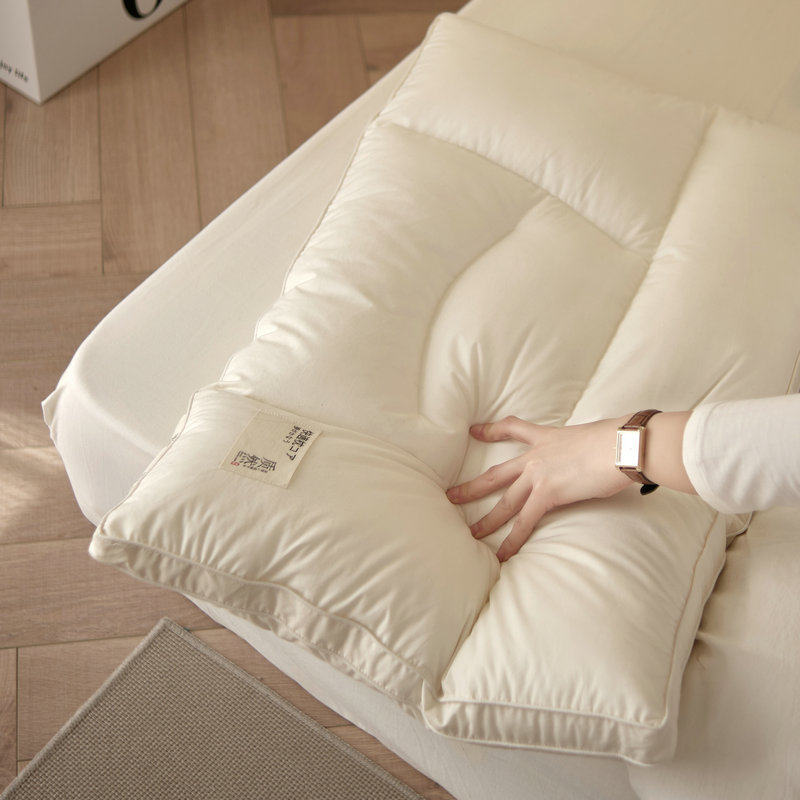 麦云洁 五分区全棉立体舒适枕芯48*74cm成人护颈枕单人家居纯棉枕