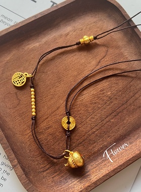 葫芦钱币福字编织绳项链新中式复古轻奢时尚福禄招财转运项链