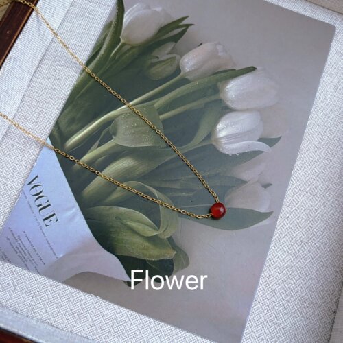 红色玛瑙转运珠吊坠钛钢项链女路路通气质轻奢设计感简约百搭项链