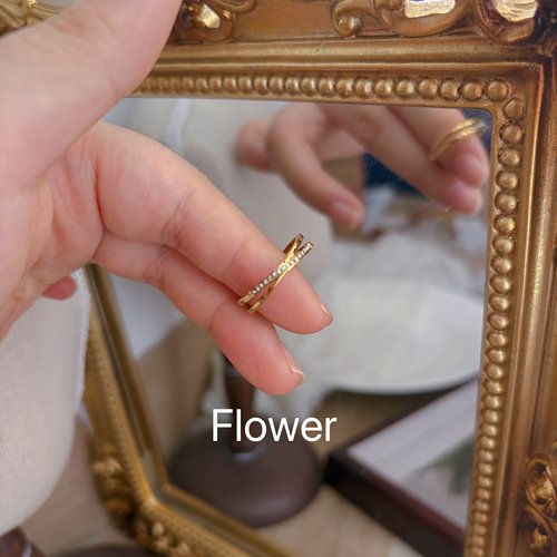 交叉设计锆石钛钢戒指女气质轻奢小众设计时尚百搭食指叠搭指环