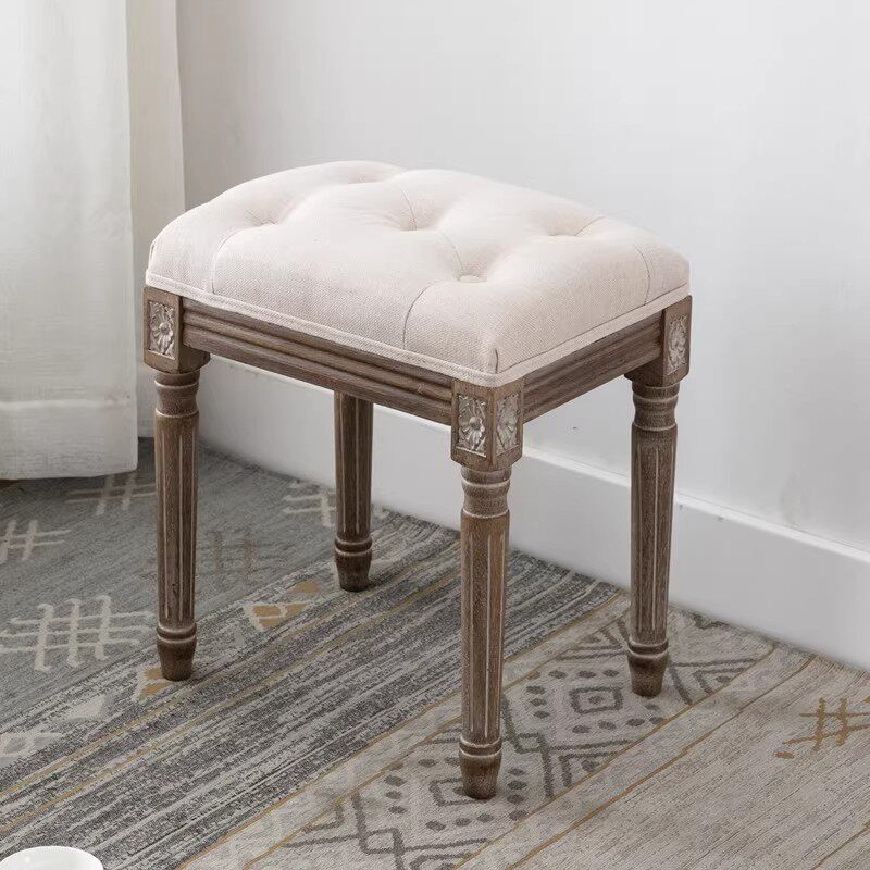 美式实木梳妆凳换鞋凳床尾凳餐凳