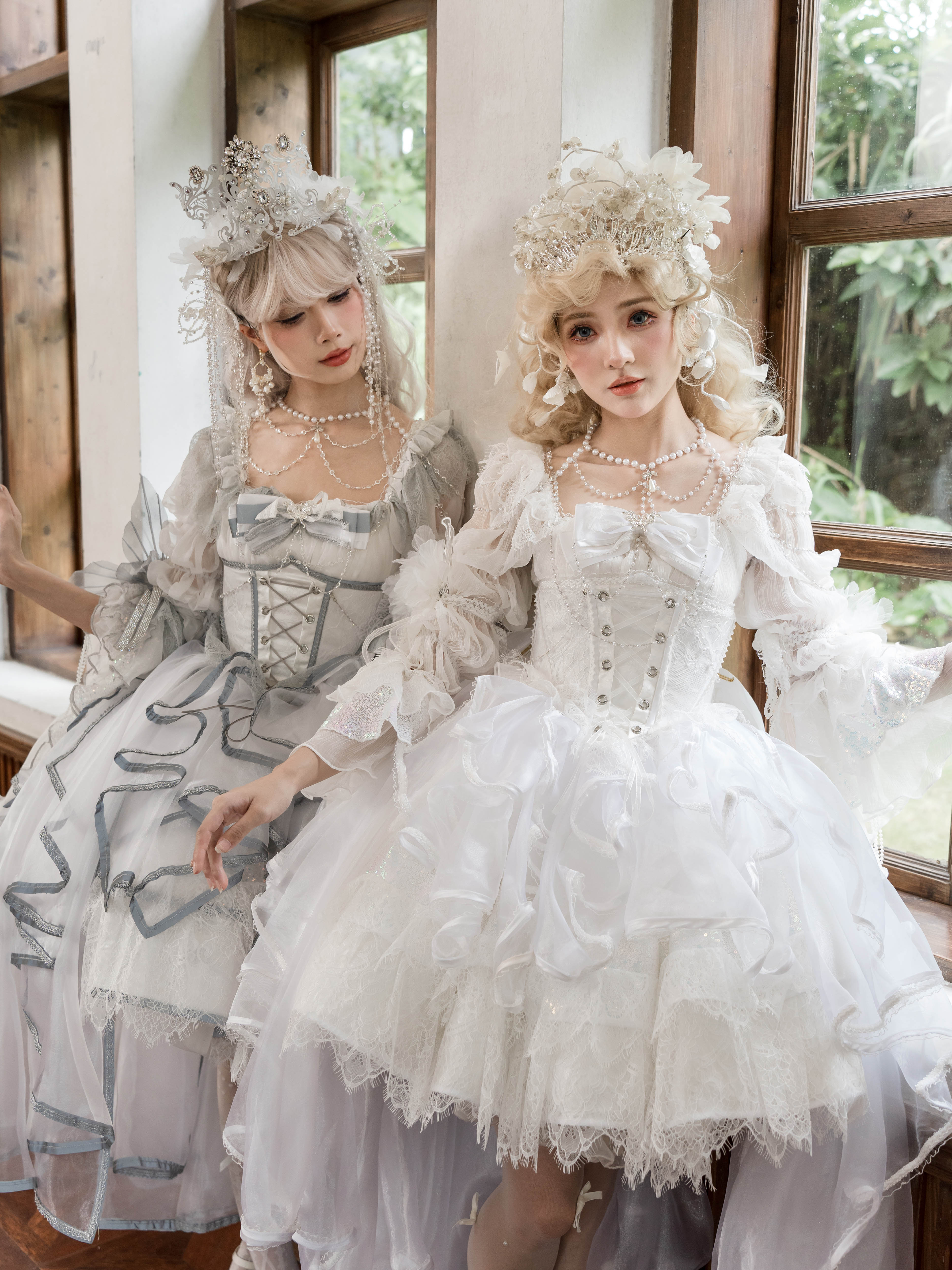 【现货】成人礼纯白白银华夏喵lolita华丽款洛丽塔仙女礼服生日裙